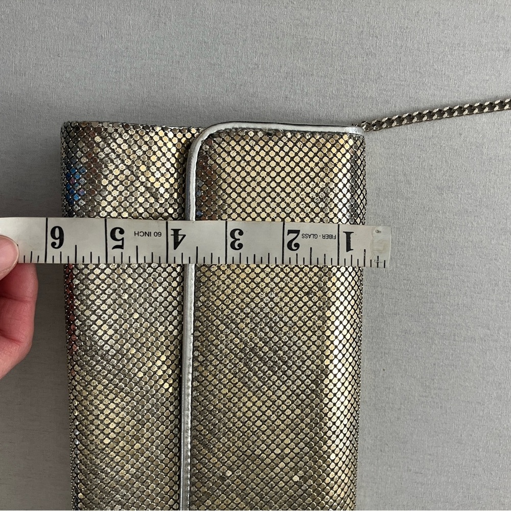 Whiting & Davis Silver Mesh Chain Clutch - Silver - Picture 10 of 14